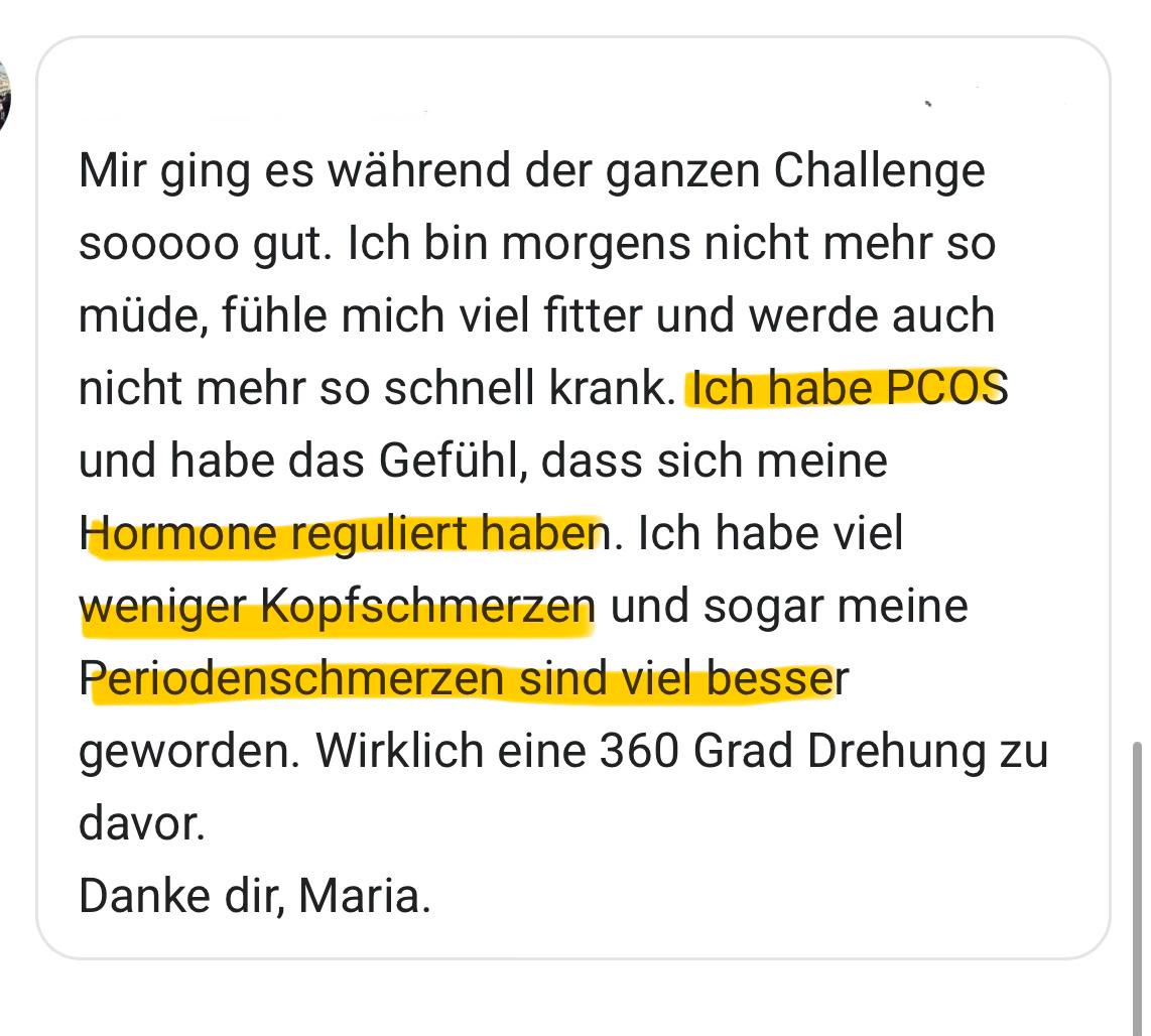 Testimonial — haben danach weniger PMS & Regelschmerzen